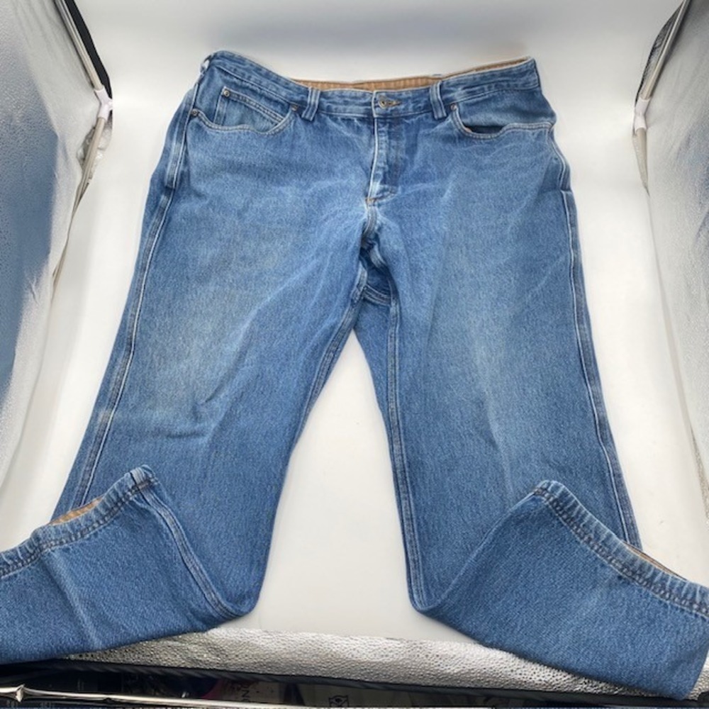Duluth Trading Co Ballroom Jeans Mens 40x28 Blue Cotton Workwear Straight Rugged